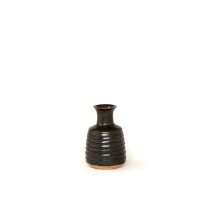 Small Dark Ribbed Vase