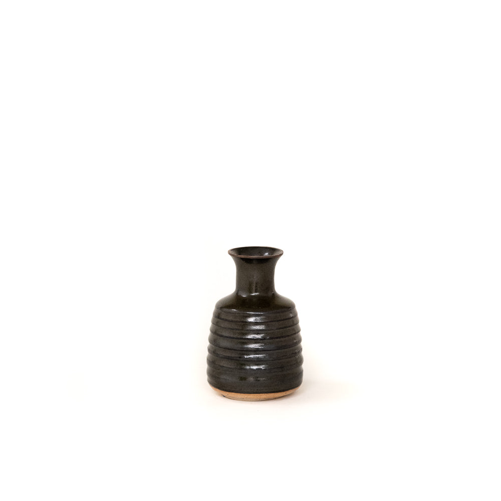 Small Dark Ribbed Vase