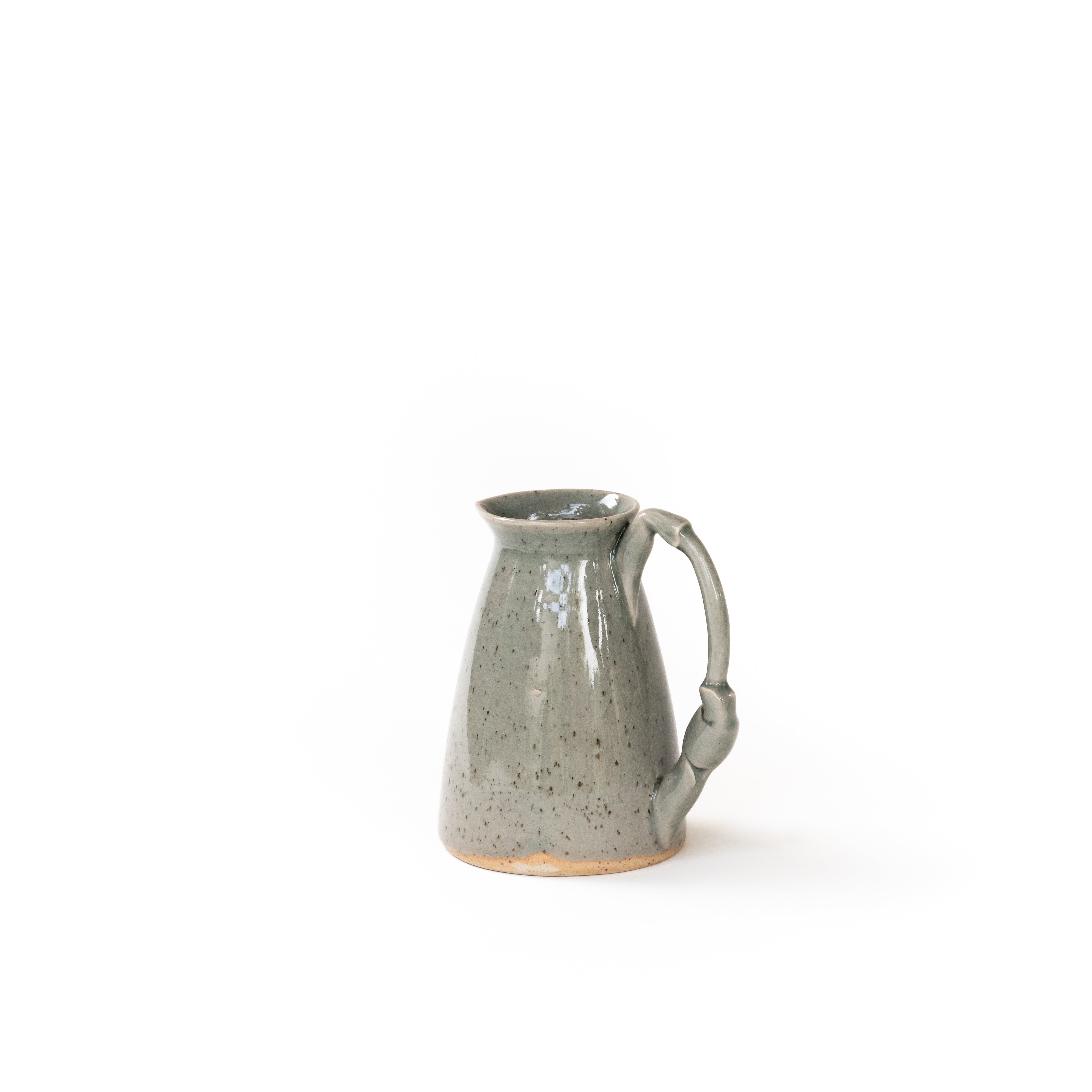 Grey Crackled Pitcher with Buckled Handle