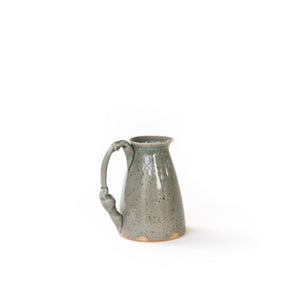 Grey Crackled Pitcher with Buckled Handle