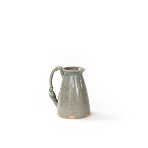 Grey Crackled Pitcher with Buckled Handle